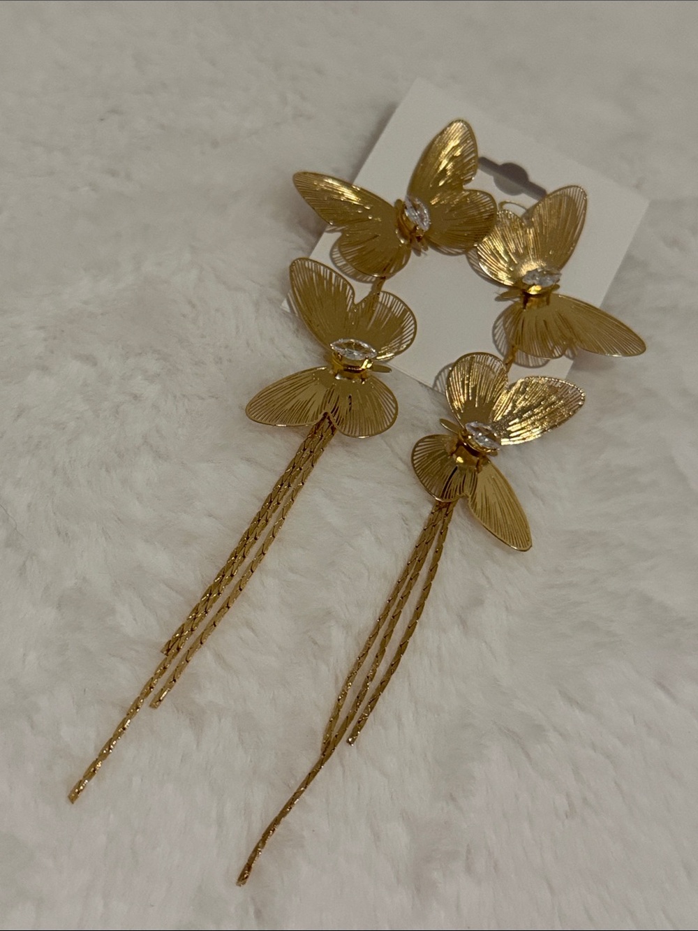 Jessica Simpson Double butterfly drop earrings NEW! Gold